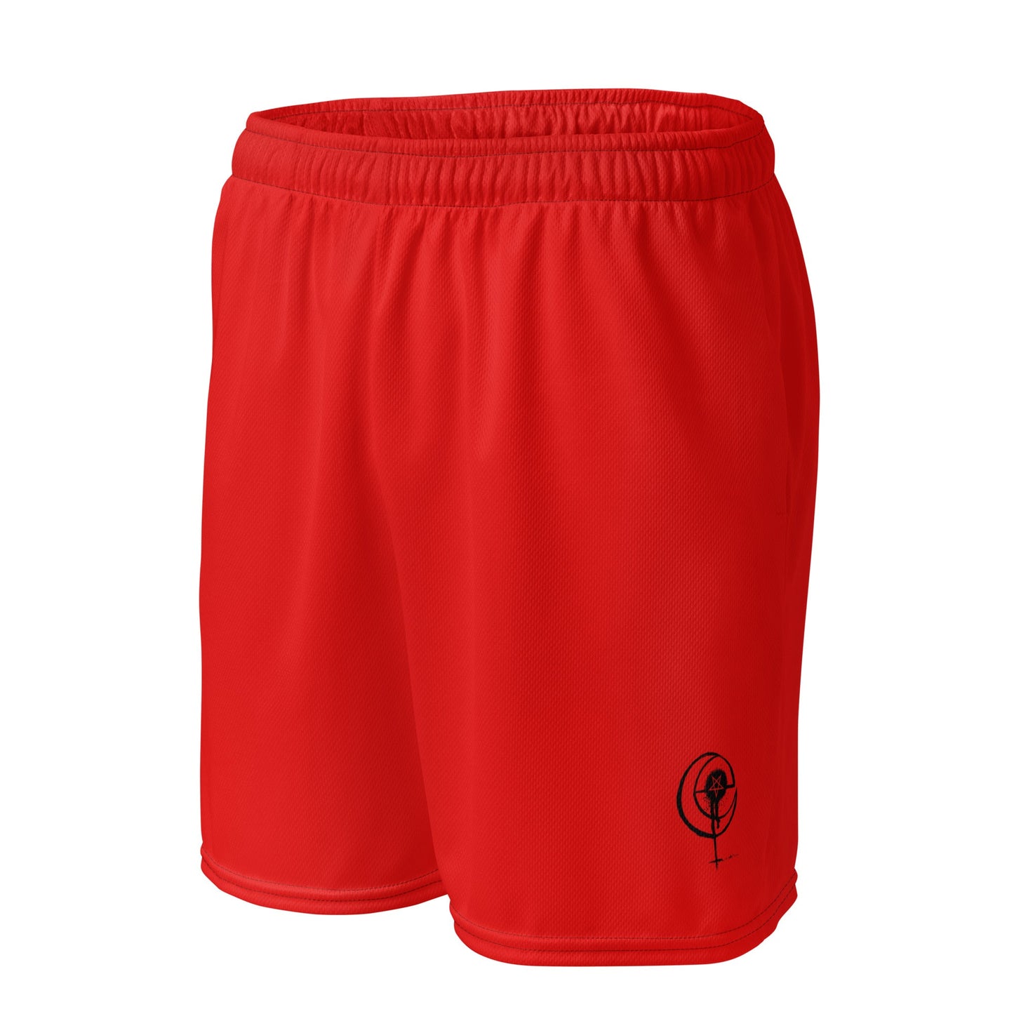 Fiery red Unholy Flex Mesh Shorts with UPF50+ protection and elastic waistband.