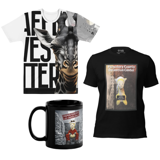 Giraffe Bundle with neck-themed shirts and matching coffee mug for fans and supporters