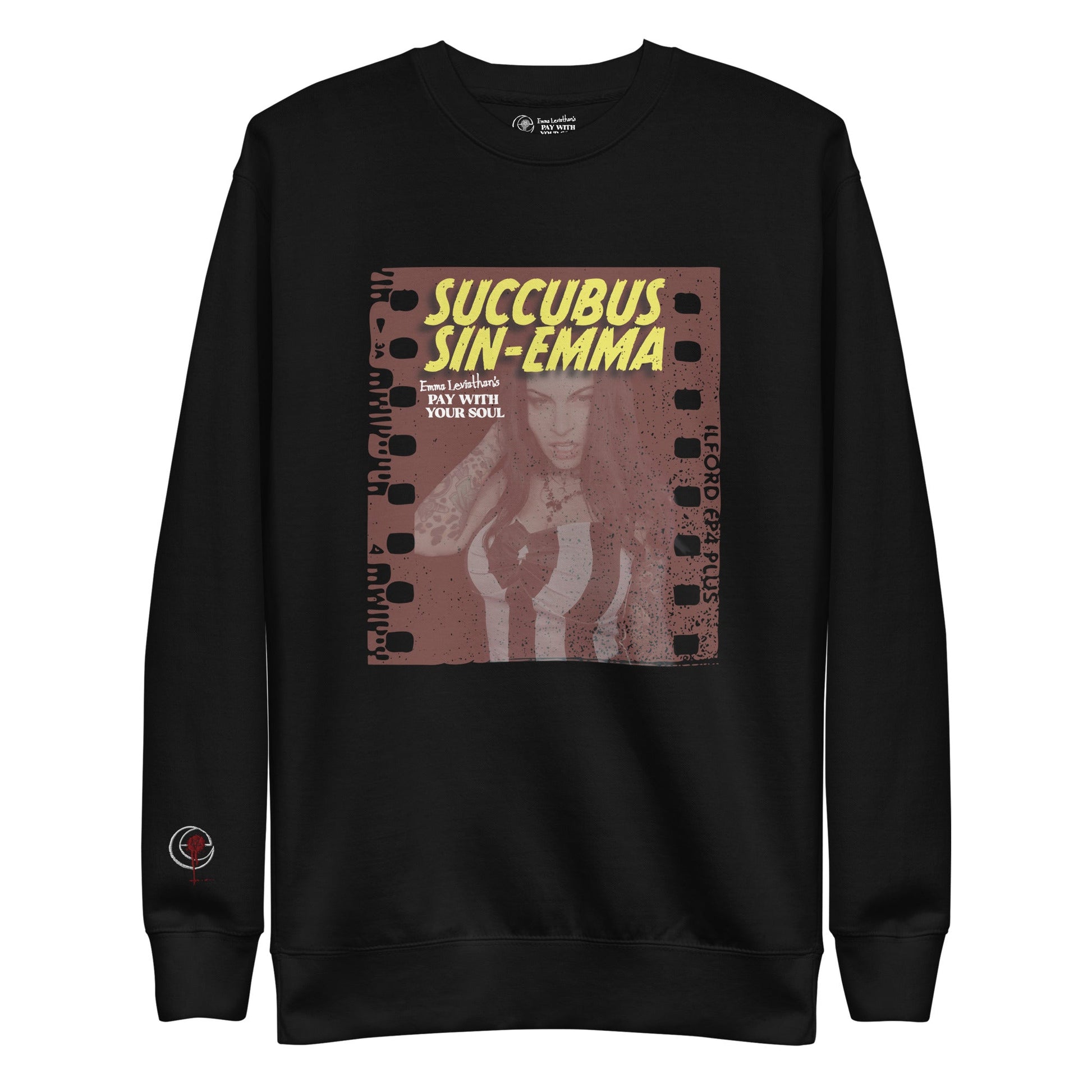 Succubus Sin-Emma sweatshirt with Pay With Your Soul logo, eerie and stylish design.